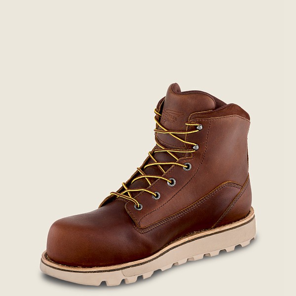 Red Wing Safety Boots Brown - Mens Traction Tred Lite - 6-inch Waterproof Toe - 9842-CFHYS